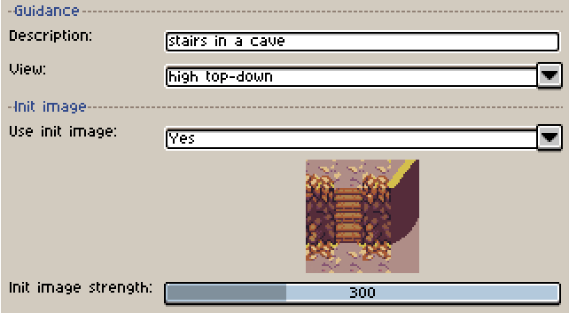 The settings used when generating the new area