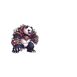 Animated pixel art panda warrior character