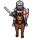 Pixel art mounted knight shown from every direction