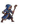 A mage raising a row of ice spikes, pixel art VFX